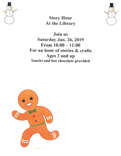 Story Hour Paw Paw Library Jan 26 10 to 11 am